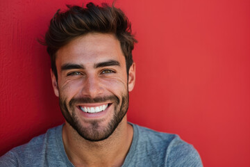 Obraz premium A close up portrait of a young man with a subtle smile