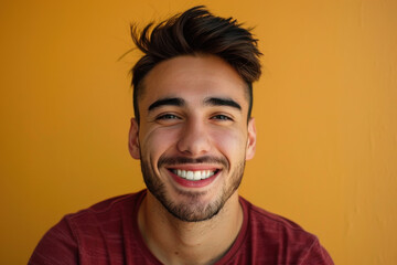 Fototapeta premium A close up portrait of a young man with a subtle smile