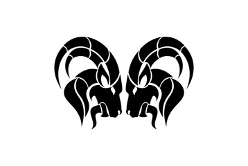 Vector illustration of a goat head silhouette on a white background