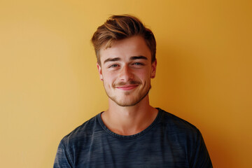 Obraz premium A close up portrait of a young man with a subtle smile