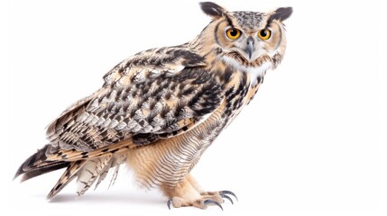 Obraz premium Eurasian Eagle-owl full body clearly photo on white background , 