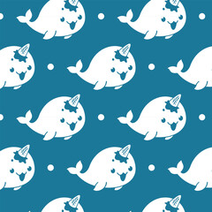 CUTE NARWHAL WITH AN ICE CREAM HORN PATTERN