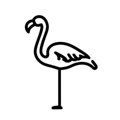 flamingo as simple icon logo line art illustration , isolated on transparent background