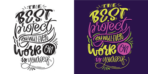 Fototapeta premium Cute hand drawn doodle lettering quote. Lettering for t-shirt design, mug print, bag print, clothes fashion. 100% hand drawn vector image.