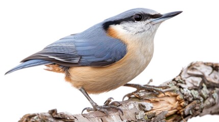 Fototapeta premium Eurasian Nuthatch full body clearly photo on white background , 