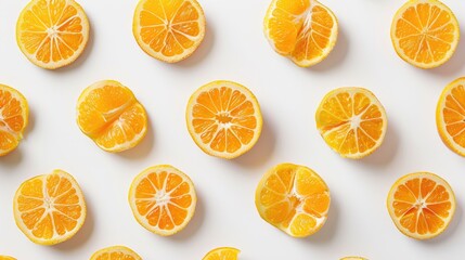 Obraz premium Mandarin Orange Slices on a White Background