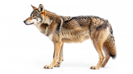 Fototapeta premium Eurasian Wolf full body clearly photo on white background , 