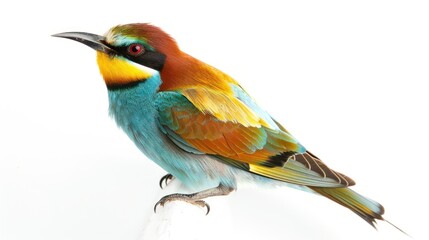 Obraz premium European Bee-Eater full body clearly photo on white background ,