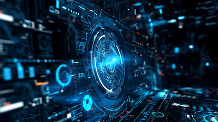 Futuristic Technology Interface with Holographic Elements