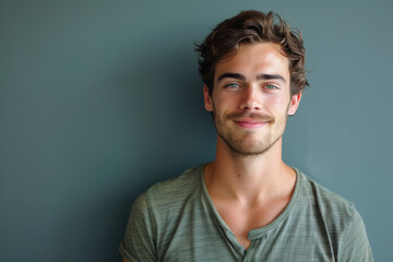 Fototapeta premium A close up portrait of a young man with a subtle smile