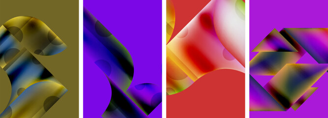 Set of abstract geometric posters. Abstract backgrounds for wallpaper, business card, cover, poster, banner, brochure, header, website