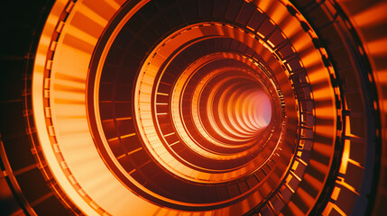 Futuristic Orange Light Tunnel Perspective