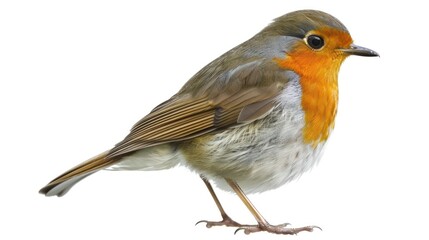 Fototapeta premium European Robin full body clearly photo on white background , 