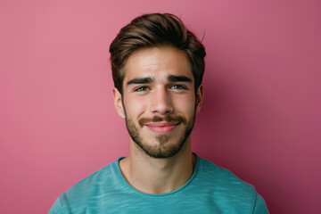 Obraz premium A close up portrait of a young man with a subtle smile