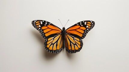 Obraz premium majestic monarch butterfly on pristine white canvas minimalist nature photography