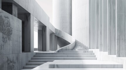 Fototapeta premium Minimalistic Abstract Architecture Desktop Wallpaper, Geometric Shapes, Monochromatic color, Modern Simplicity, banner design, brochure, pattern design, web, wallpaper, background template