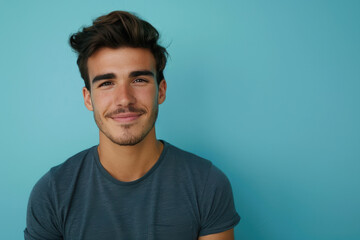 Obraz premium A close up portrait of a young man with a subtle smile