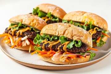 Irresistible Banh Mi Burger with Curry Aioli and Nuoc Mam Sauce Drizzle
