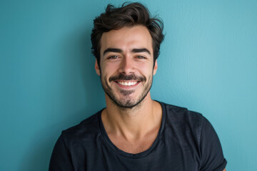 Obraz premium A close up portrait of a young man with a subtle smile