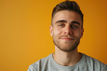Fototapeta premium A close up portrait of a young man with a subtle smile