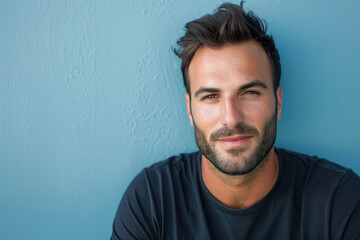 Fototapeta premium A close up portrait of a young man with a subtle smile