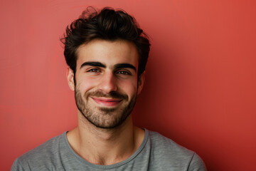 Fototapeta premium A close up portrait of a young man with a subtle smile