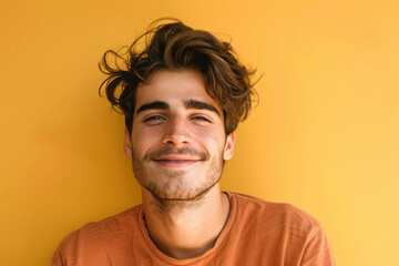Obraz premium A close up portrait of a young man with a subtle smile