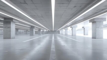 minimalist white concrete car park interior with copy space 3d illustration