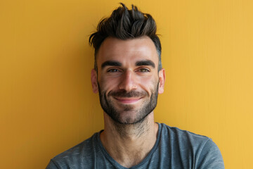 Obraz premium A close up portrait of a young man with a subtle smile