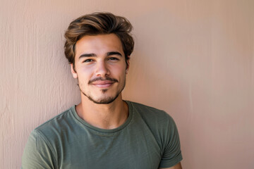 Fototapeta premium A close up portrait of a young man with a subtle smile