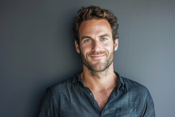 Fototapeta premium A close up portrait of a young man with a subtle smile