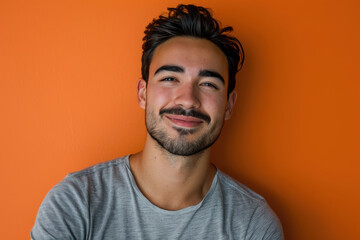 Fototapeta premium A close up portrait of a young man with a subtle smile