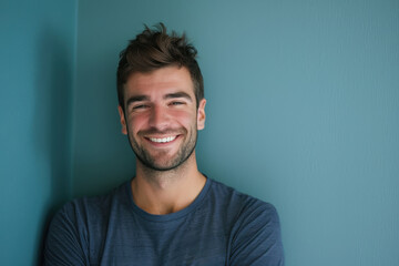 Fototapeta premium A close up portrait of a young man with a subtle smile