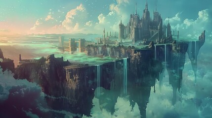 mythical landscapes diverse terrains surround the enigmatic lost chronicle fantasy world concept art