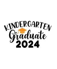 Kindergarten Graduation typography clip art design on plain white transparent isolated background for card, shirt, hoodie, sweatshirt, apparel, tag, mug, icon, poster or badge