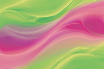 Obraz premium Mesmerizing green and pink waves blend smoothly in a vibrant, colorful background. Elegant, modern curves evoke positivity and energy, perfect for a tranquil project