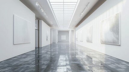 AI-generated art pieces from big data patterns featured in a contemporary gallery setting. Data insights