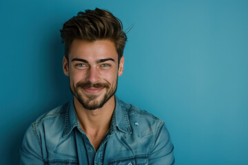 Obraz premium A close up portrait of a young man with a subtle smile