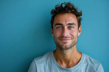 Fototapeta premium A close up portrait of a young man with a subtle smile