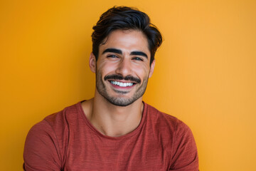 Obraz premium A close up portrait of a young man with a subtle smile