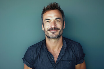 Fototapeta premium A close up portrait of a young man with a subtle smile