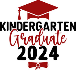 Kindergarten Graduation typography clip art design on plain white transparent isolated background for card, shirt, hoodie, sweatshirt, apparel, tag, mug, icon, poster or badge
