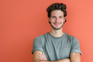 Fototapeta premium A close up portrait of a young man with a subtle smile