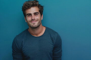 Obraz premium A close up portrait of a young man with a subtle smile