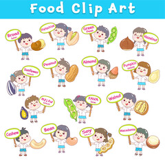 Fototapeta premium Food clip art set collection of beans.