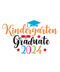 Kindergarten Graduation typography clip art design on plain white transparent isolated background for card, shirt, hoodie, sweatshirt, apparel, tag, mug, icon, poster or badge