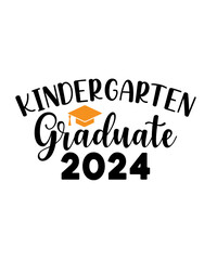 Kindergarten Graduation typography clip art design on plain white transparent isolated background for card, shirt, hoodie, sweatshirt, apparel, tag, mug, icon, poster or badge