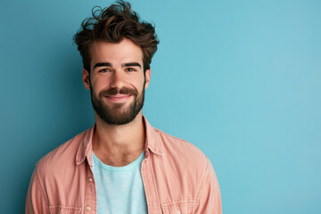Obraz premium A close up portrait of a young man with a subtle smile