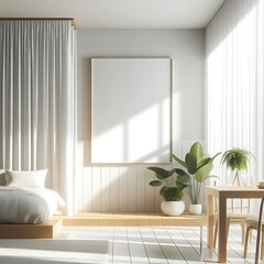 A room style interior set design with A bed in bedroom style interior set design and a table and chairs.