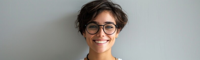 Obraz premium Woman smiling with glasses
